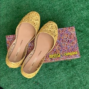 NWT Melissa + campana Gold Glitter Jelly Flats